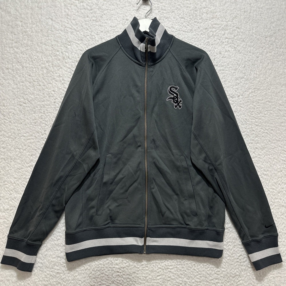 Chicago White Sox Nike Track Bomber Men's M Gray Jacket Full Zip MLB Logo Pocket